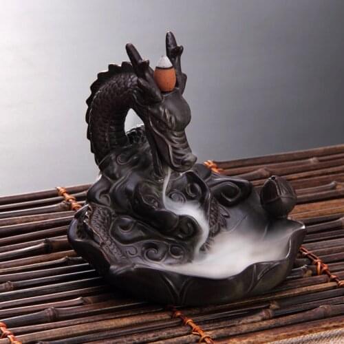 Dragon fish back incense tea accessories Styles Ceramic Incense Glaze Smoke Cone Satanic Burner Backflow Stove Tower Censer