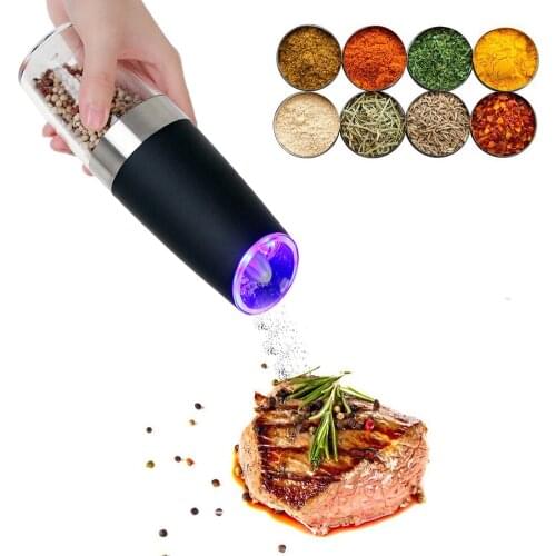 Pepper Mill Electric Gravity Auto Electric Salt And Pepper Grinder Operated Automatic Kitchen Tools Spice Mills With LED Light