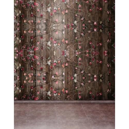 5x7ft Wooden Wall Flowers Photography Backdrops Photo Props Studio Background