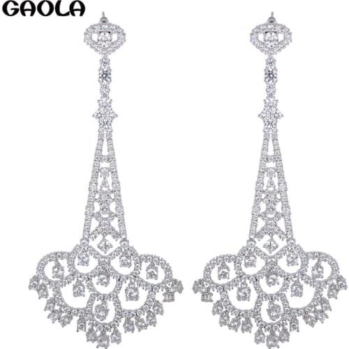GAOLA New Woman Exaggerate Jewelry White Gold Color Trendy Exquisite Crystal Earrings Brand Jewelry GLE5395
