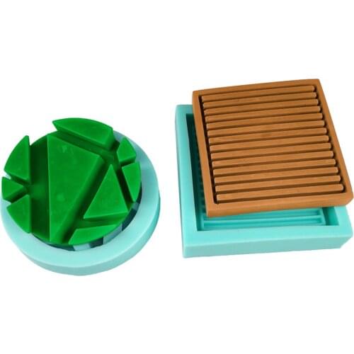 DIY Geometric Silicone Coaster Mold Fondant Silicone Mold Round Square Cup Mat Resin Casting Mold DIY Resin Craft Handmade Tools