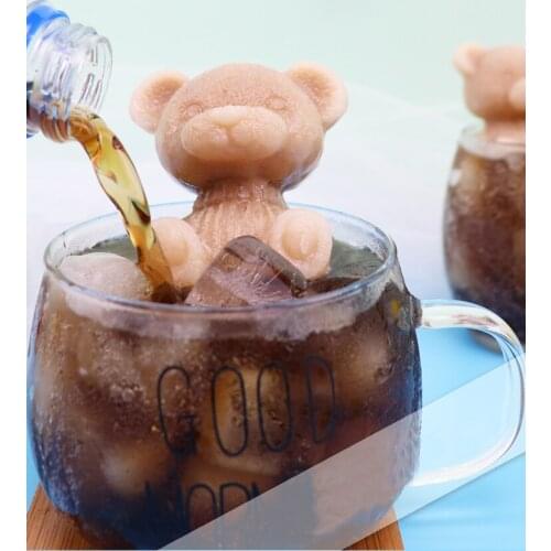 Cute Teddy Bear Chocolate Ice Cube Silicone Mold Kitchen Baking Accessories For Drink Cola Mike Coffee Ice Cream Cake Decor