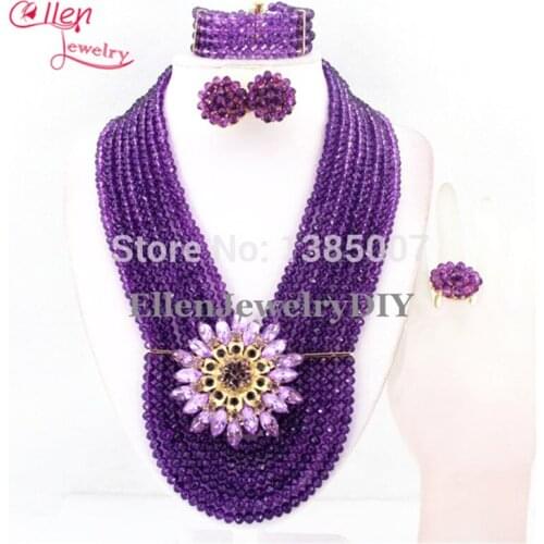 African style Statement necklace jewelry set African Beads Jewelry Set nigerian wedding bridal Crystal Beads Necklace Set E1197