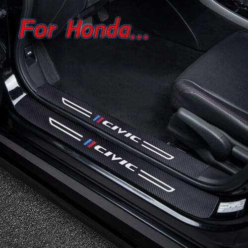 Leather 4pcs Carbon Fiber Car Door Sticker For Honda civic Auto Accessories