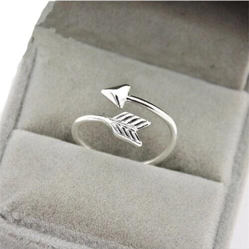 Creative Fashion Arrow 925 Sterling Silver Jewelry Personality Women Love Opening Rings jz363