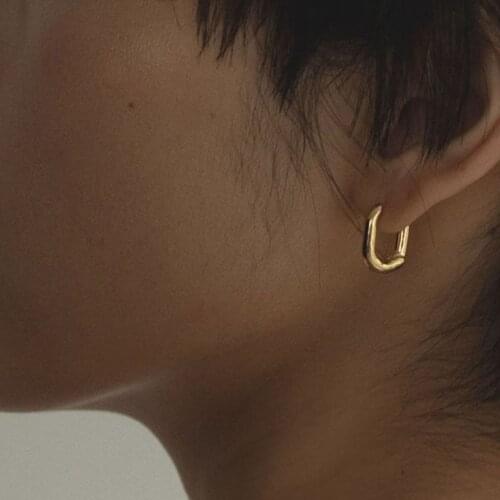 Unisex Women Men U Shape Round Circle Hoop Earrings Minimalist Fashion Trendy Simple Jewelry Gift Geometric Huggie Earrings