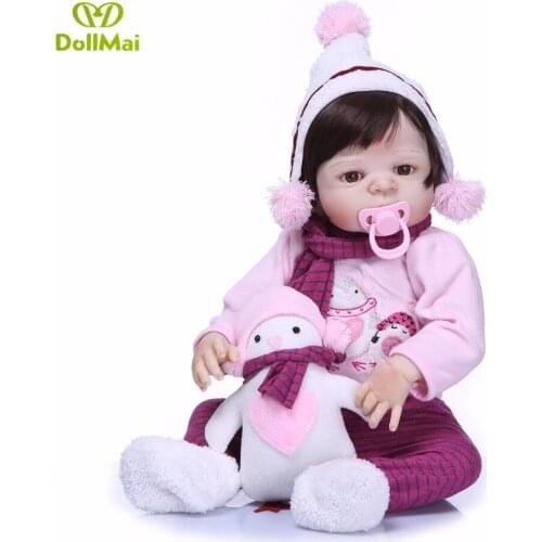 55cm Full Body Silicone Reborn Toys 22inch Newborn lifelike handmade Dolls Bathe Toy Play House fashion bedtime girl Toy Doll