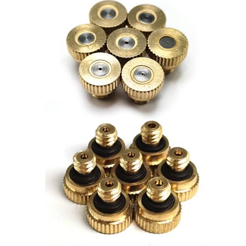 Brass Misting Nozzle 0.1-0.8mm Orifice Threaded 10/24 UNC Water Mister Parts Fog Nozzle For Patio Misting System Outdoor Cooling