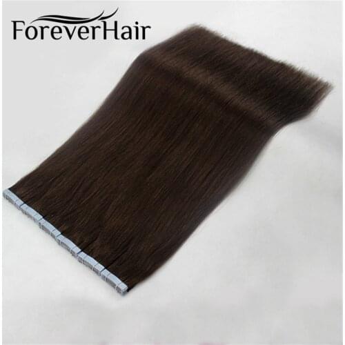 FOREVER HAIR Skin Weft Adhesive Remy Tape In Hair Extensions Double Side 16 18 20 Full Cuticle PU Tape 2g/pc Dark Light Color