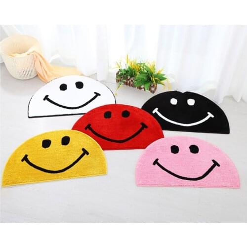 Non-slip Bathroom Mat Simple Smiley Bath Rugs Soft Carpet Absorbent Slip-resistant Pad Kitchen Door Floor Mat Artistic Decor