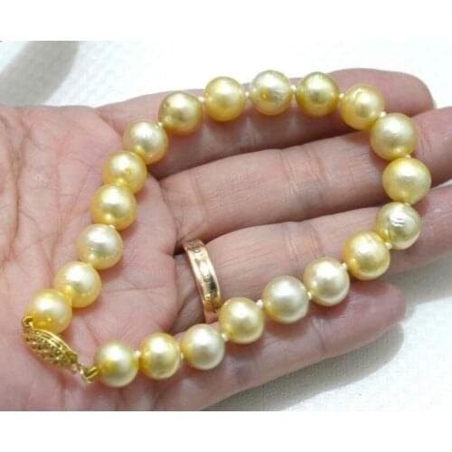 VERY CHARMING 11-12MM SOUTH SEA YELLOW PEARL BRACELET 7.5-8 INCH jewerly