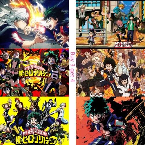 My Hero Academia Posters Cartoon Wall Stickers White Coated Paper Prints Livingroom Bedroom Bar Decoration Home Art Brand