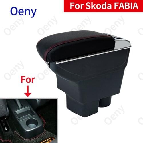 For Skoda FABIA Armrest 2008-2014 Storage box Car Armrest box Interior Parts Retrofit parts auto accessories USB LED