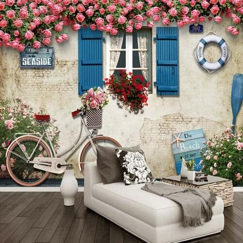 Custom Mural Wallpaper Mediterranean Style Building 3D Photo Wallpaper For Bedroom Restaurant Wall Decor Self-adhesive Sticker