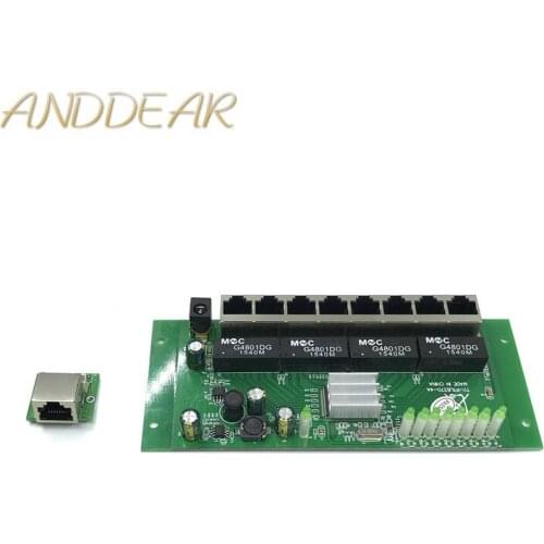 OEM PBC 8 Port Gigabit Ethernet Switch 8 Port met 8 pin way header 10/100/1000 m hub 8way power pin Pcb board OEM schroef gat