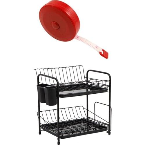 Tailor Sewing Retractable Ruler Tape Measure Red 1.5M with Dish Rack Set 2-Tier Kitchen Organizer Tools