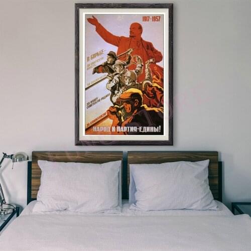 RE363 Retro Russian Style Painting Soviet Union Great Leader Lenin 36 Custom Silk Poster Home Deco Wall Art Christmas Gift
