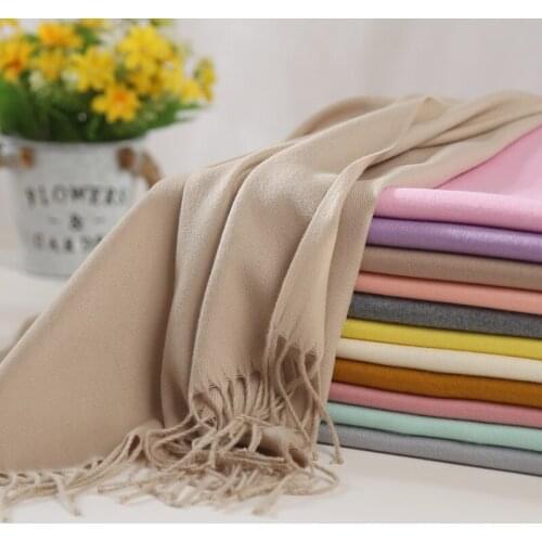 2021 luxury brand Fashion Solid Color Women Scarf Winter Hijabs Long Lady Shawls Cashmere Like Pashmina Hijabs Scarves Wraps