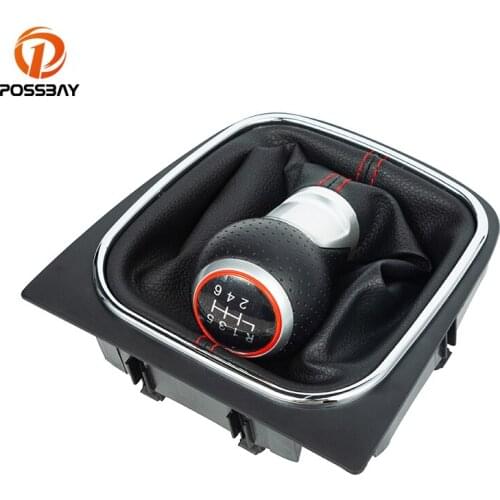 For Volkswagen VW Golf 6 Speed Car Gear Shift Knob Lever Shifter PU Leather Gaiter Boot Cover Collar Accessories Interior Parts