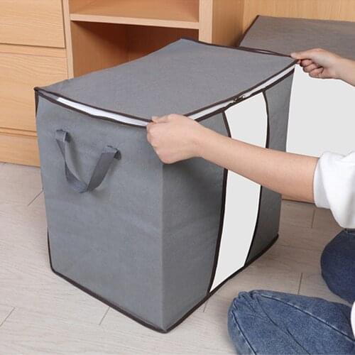 New Upadated Non-woven Foldable Portable Clothes Organizer Tidy Pouch Suitcase Home Storage Box Quilt Storage Container Bag