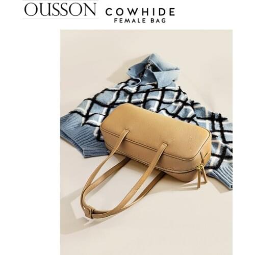 OUSSON 2021New Design Leather Baguette Bag Exquisite Female Retro Underarm Bag Fashion Shoulder Bag