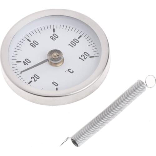 Pipe Clip-On Dial Thermometer Temperature Bimetal Temp Gauge & Spring 63mm 120