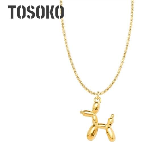 TOSOKO Stainless Steel Jewelry Lovely Balloon Air Dog Clavicle Chain Fairy Necklace BSP612