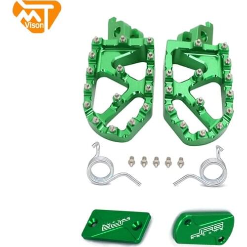 Motorcycle CNC Lengthen Foot peg Footpegs Pedal Front Rear Brake Reservoir Covers For KX250F KX250 KX450F KLX450R 2006-2020