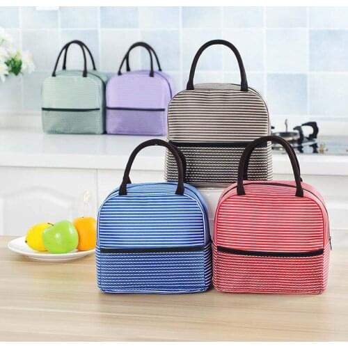 Stripe Infant Bolsa Termica Insulation Thermos Lunch Bags Mamadeira Waterproof Baby Bottle Holder Food Storage Tote Bag Hobos