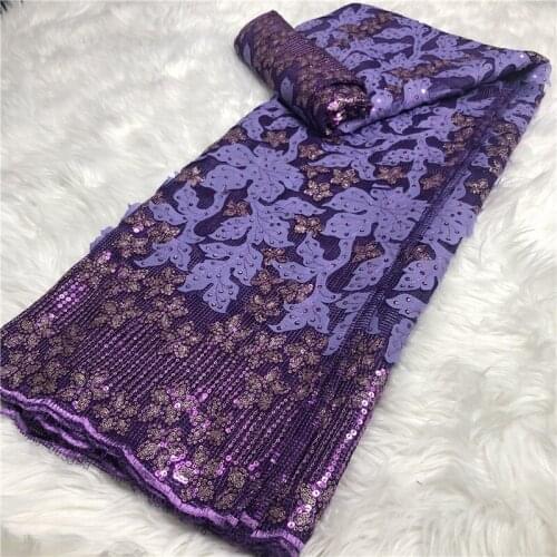 Embroidery Lace African Embroidery Sequins Lace High Quality French lace fabric with sequins for party dress