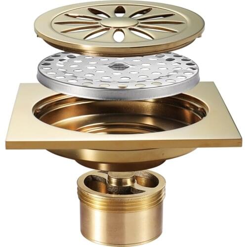 High-Quality Bathroom Floor Drain and Odor-Resistant Floor Drain All Copper Balcony Square Floor Drain