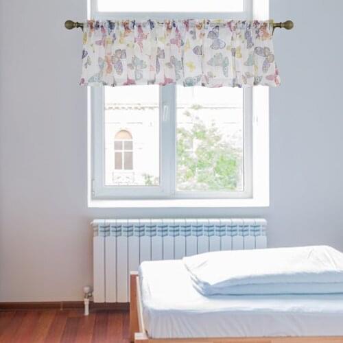 Butterfly Curtain Valance Drape Screening Rod Pocket Valances for Light Blocking Balcony Door Window Blinds Living Room Home
