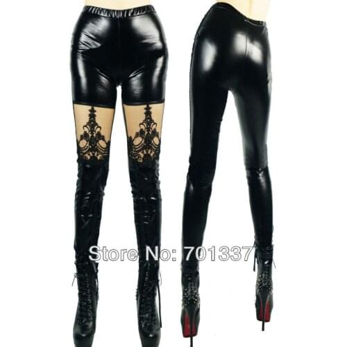 Black Fashion Womens Leggings Black Thin Pants Look Punk Leggings B160 M/L/XL