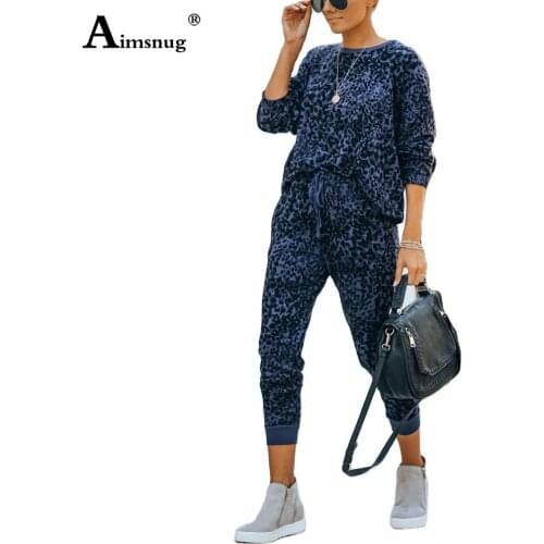 2020 Spring Autumn Leopard Print Tracksuit Set Long Sleeve Women' Top And Pant Sets Fall Sports Suit Femme Casual Two Piece sets