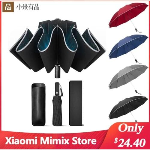 New Arrival Youpin Zuodu Automatic Reverse Umbrellas Windproof Sunscreen Folding Automatic Reverse Umbrella With LED for Unisex