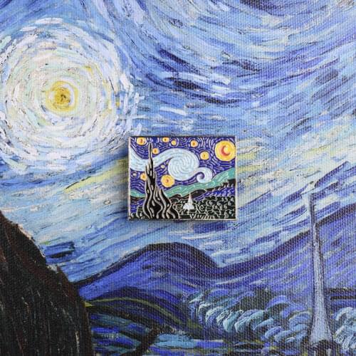 Starry Night by Vincent van Gogh Lapel Pin Tie Tack safety brooch pin Custom Personalized service available