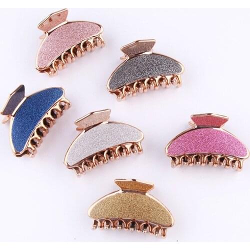 1PC Vintage Shiny Acrylic Hair Claw Hairpin Simple Bath Hair Clip Black Silver Solid Girls Hair Crab Hair Accessories
