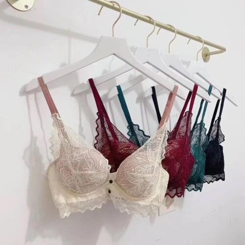 2021 Sexy lingerie briefs Lace And No Steel Ring Comfortable Lingerie Girl Students Gather Sweet Underwear Breathable Bra Set