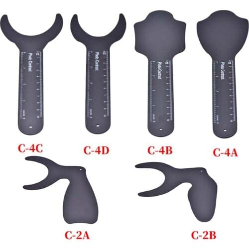 4pcs/set Dental Orthodontic Black Background Photo Image Contrast Board Oral Cheek Plate With Scale Mark Autoclavable Instrumen