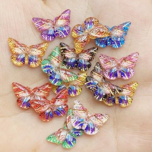 40Pcs Acrylic Kawaii Mini Colorful butterfly Flatback Cabochon Scrapbook Hair Bows Clips DIY Embellishments Accessories E04A