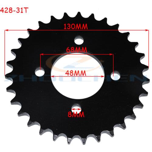 428 31T 48MM motorcycle chain sprocket rear rear sprocket gear suitable for 420 chain 110cc 125cc 140cc Dirt Pit Bike Go-kart