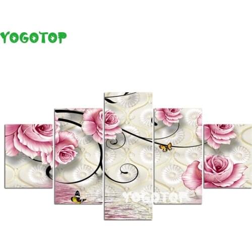 Pink roses butterfly 5 piece diy diamond painting rhinestone full drill Mosaic diamond embroidery Wedding decoration ML1529