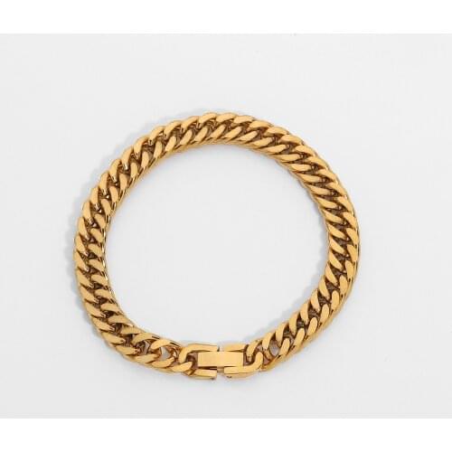 7.3mm Chunky Gold Cuban Chain Bracelet For Women 18K Gold Plated Stainless Steel Miami Link Chain Bracelet Jewelry