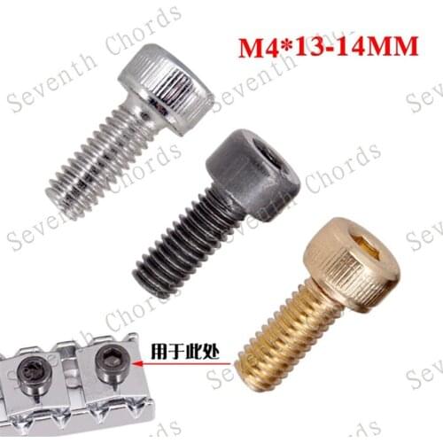 9Pcs/lot Electric Guitar Locking Nut Clamp Hexagon screws M4*13mm-14mm guitar accessories parts Black Chrome Gold for choose