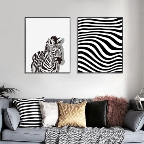 Abstract Zebra Animal Canvas Painting Black and White Geometric Wall Art Posters Nordic Minimalism Home Decoration
