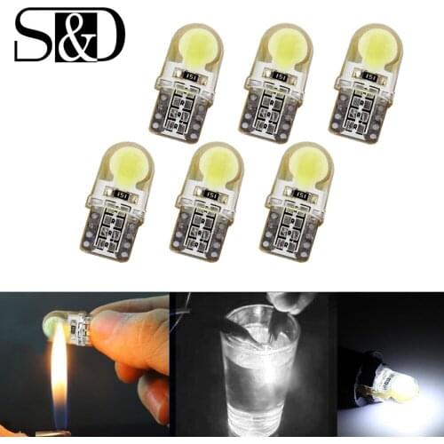 20Pcs Auto T10 Led W5W LED Bulbs Cold White 194 168 COB Silica Car Super Bright Turn Side License Plate Lights Bulb DC 12V