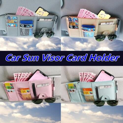 Car Sun Visor Pen Business Card Holder CD DVD Organizer Storage Box Sunglasses Clip Cash Holder Stowing Tidying Car Accessories