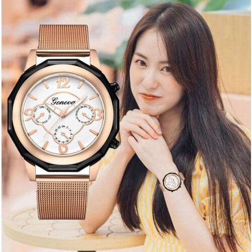 Women Watches Fashion Brand Rose Gold Dial Stainless Steel Strap womens watch Ladies Quartz Clock relogio feminino