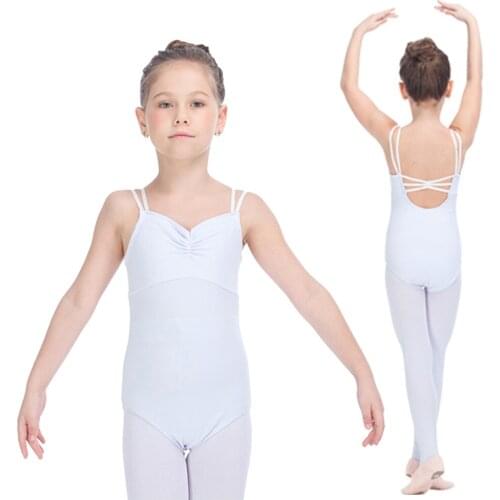 Kids Cotton/Lycra Camisole Leotards with Double Elastic Straps Girls Gymnastics Dancewear Women Ballet Bodysuit