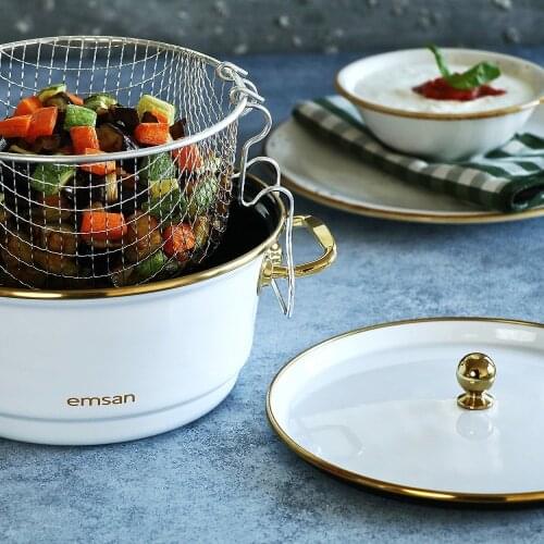 SBA Enamel Wire Fry pot 20Cm Toaster Pots All Cooker Types Induction Cookers Kitchen Cooking Roast